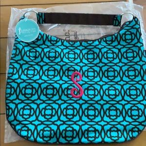 Initials Inc Aqua Lotus Hobo Handbag